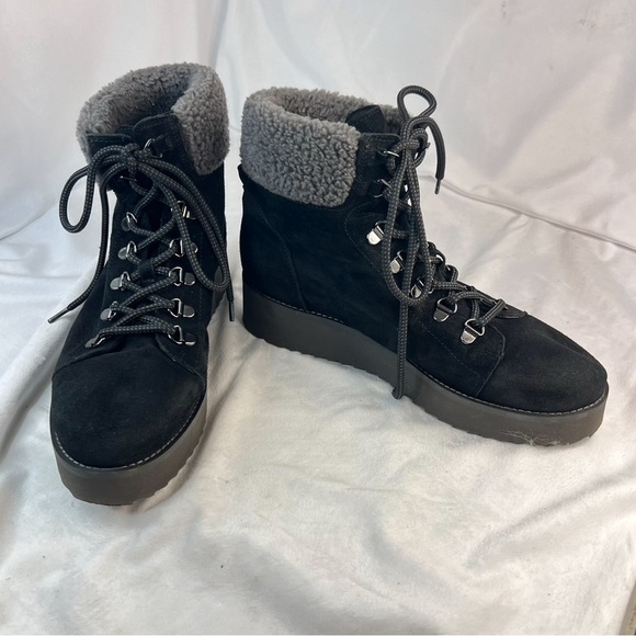 SAM EDELMAN Franc Black Suede Hiking Boots Size 9 - Picture 2 of 9